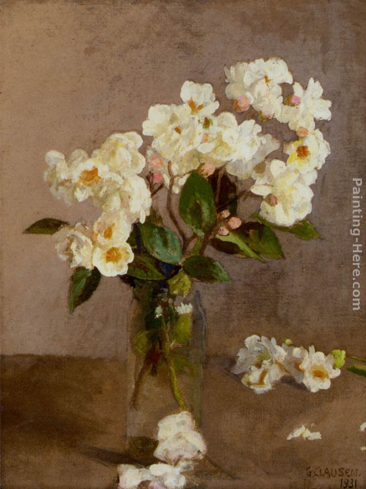 Little White Roses painting - Sir George Clausen Little White Roses art painting
